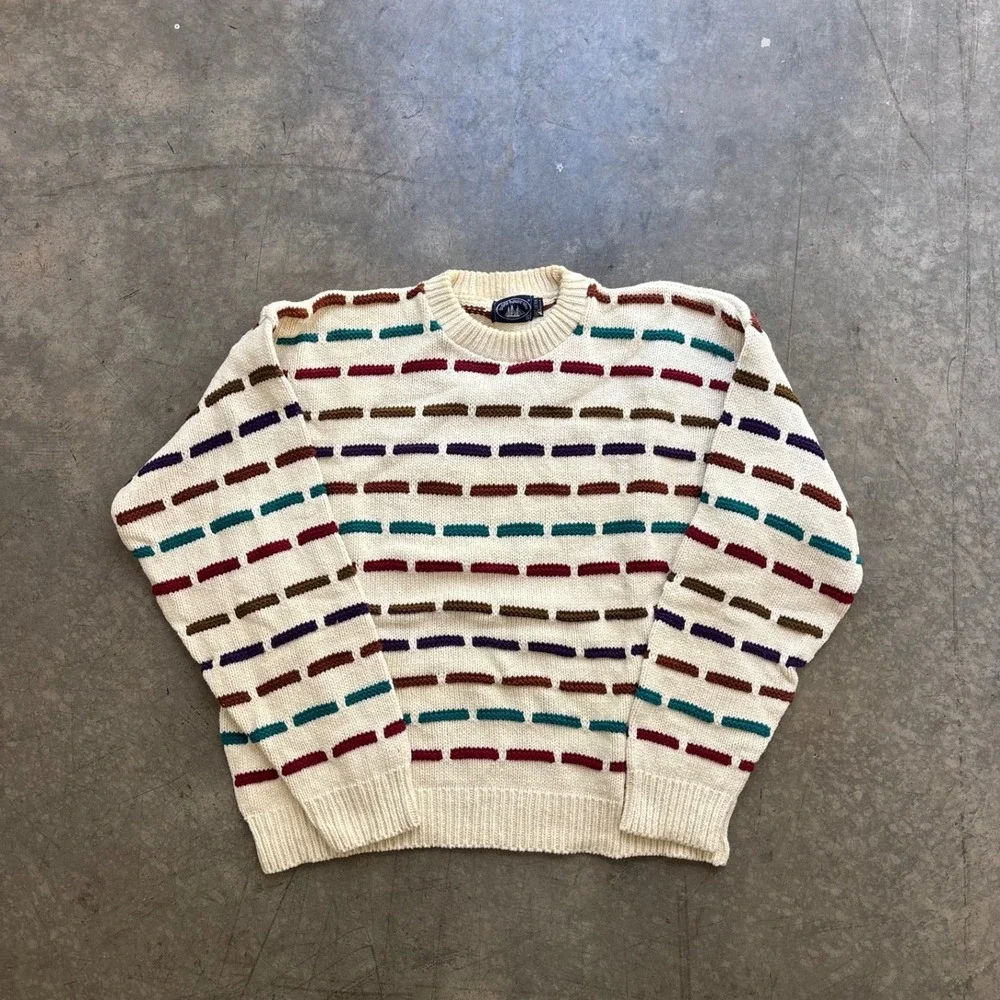 Vintage Bout House Row Cotton Sweater Made in USA Size Large